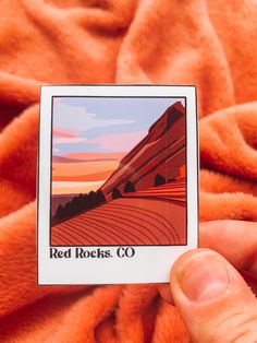 Girl holding a waterproof glossy sticker of red rocks in Polaroid film Red Rocks Colorado, Red Rocks, Wanderlust Travel, Colorado, Polaroid Film