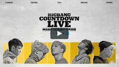 the poster for big bang's upcoming album is shown in black and yellow colors