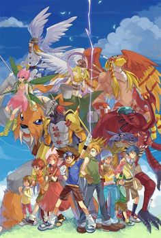 an anime poster with many different characters