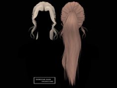 two ponytails with long hair are shown in the dark