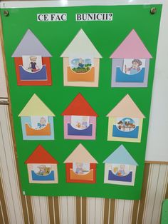 a bulletin board with pictures of houses and animals on it that says ce fac bunch?