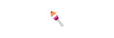 an orange, pink and white toothbrush on a white background