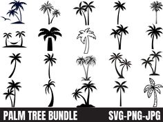 palm tree silhouettes on white background with black and white text that says palm tree bundle sv