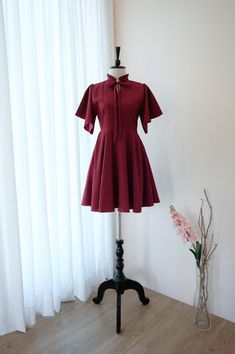 Burgundy Dress Bridesmaid, High Neck Party Dress, Red Bridesmaid Dresses Short, Short Burgundy Bridesmaid Dresses, Bridesmaid Dress Red, Dress Red Short, Red Short Dress, Burgundy Bridesmaid Dress, Bridesmaid Dress Short