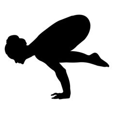 the silhouette of a man doing a handstand on one leg and holding his head down