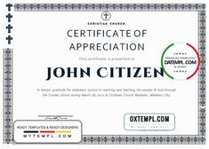 certificate of appreciation to john citizen