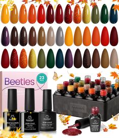 PRICES MAY VARY. What you get: Beetles 2024 nails trend color includes 20 gorgeous shades of Cozy Campfire Gel Nail Polish Kit. It comprises 20 mini gel colors (5ml each bottle) + 3 no-wipe base coats and glossy & matte top coats (7.5ml each bottle). Color Numbers are: a95+a96+a97+a98+a99+a100+a101+a102+a103+a104+a105+a106+a107+a108+a109+a110+a111+a112+a113+a114. DIY Home Mani Gel Nail Polish Kit: The kit features 20 Coffee Latte makeup colors, along with the Beetles base coat, matte and glossy Latte Makeup, Beetles Gel Polish, Spooky Basket, Cozy Campfire, Color Numbers, Nails Trend, Gel Colors, Summer Gel Nails, 2024 Nails