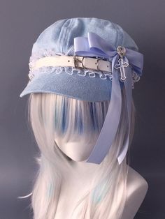 The price is for a hat only, others are not included. Harajuku Style Adjustable Party Hat, Tissue Dress, Japanese Hat, Cute Beret, Blue Hair Accessories, Cool Hat, Pretty Hats, Hair Hat, Types Of Hats