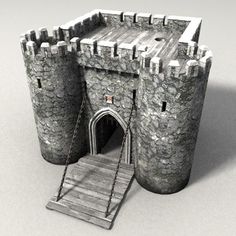 Model Castle, 3d Castle, Castle Gate, Fairy House Crafts, Fairy Tattoo Designs, Castle Tower