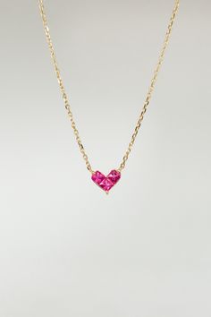 This elegant ruby heart necklace sits right between your collar bones, very delicate and unique. The necklace is featuring 18k yellow gold with gorgeous deep fuchsia colour ruby.details: 14.5” length with 1” extender ruby heart is measured 5.5mm height, 6.5 width total ruby weight approx. 0.280ct total necklace weight approx. 1.3g spring-ring closure one piece in 18k yellow gold in stock, ready to ship! Ruby Heart Necklace, Best Valentine Gift, Ruby Heart, School Jewelry, Ruby Pendant, Unique Valentines, Ruby Necklace, Valentines Necklace, Fuchsia Color