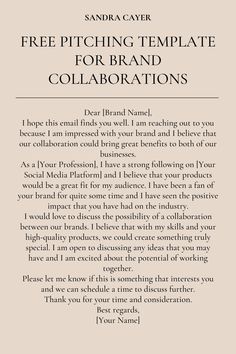 a page from the book free pitching template for brand collaboration by sandra caver