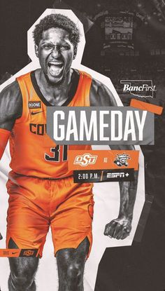 a man in an orange uniform holding a sign that says gameday on it's chest