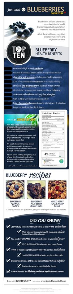 Blueberry Health Benefits Infographic.  Read more about the importance of diet on our blog: http://www.arcadiahomecare.com/blog/?s=diet Flax Seed Recipes, Flax Seeds, Flaxseed, Flax Seed