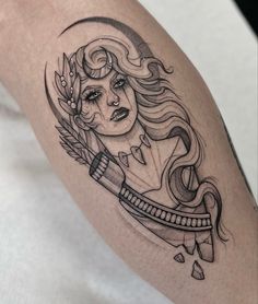 Artemis Tattoo, First Tattoo Ideas, Wizard Tattoo, Face Tattoos For Women, Greek Mythology Tattoos, Goddess Tattoo, Fantasy Tattoos, Warrior Tattoos, Mythology Tattoos