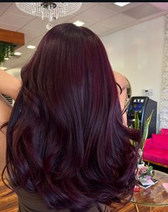 Burgundy And Violet Hair, Dark Purple Red Hair Burgundy, Hear Color Style 2024, Violet Dark Hair, Cherry Red Cola Hair, Unique Winter Hair Colors, Rose Violet Hair, Purple Cherry Hair, Cherry Plum Hair Color