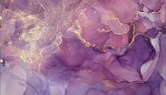 an abstract painting with gold and purple colors