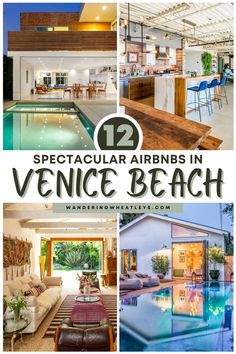 an open floor plan with the words, spectacular airbnbs in venice beach