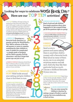 the top ten activities for children to learn in this year's world book day