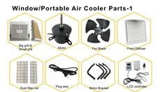 various types of air coolers and parts that are labeled in the description above them