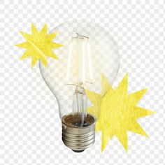 a light bulb with yellow stars around it