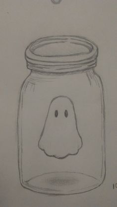 a drawing of a ghost in a jar