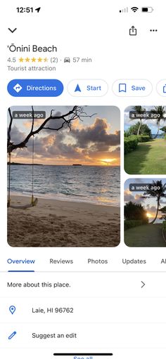 an iphone screenshot of the beach with photos taken on it and then edited to match them