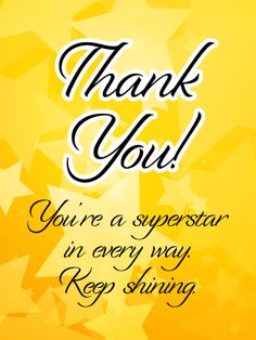 a yellow background with the words thank you and an image of a star on it