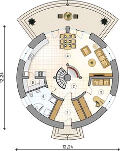 the floor plan for a round house