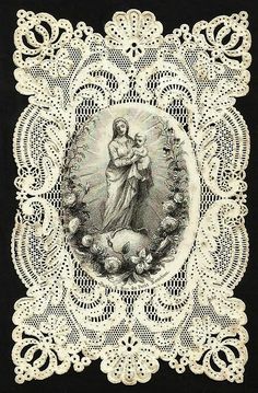 an image of the virgin mary on a doily