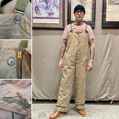 Vintage WWII USN cold weather alpaca lined deck bib overalls size medium/large. Good used condition for the age, double Talon zipper, two front pockets and two rear, some stains and wear, check pictures. Made in U.S.A.  Please, check carefully the measurements, photos and description of the article before buying it, we do not accept changes or returns. Measurements lying face down: (Model on the pics is 5.10 tall and 170 pounds weight.) 23" Waist flat face down. 51" Long, from the top of the bib to the hem down. 25" Hip. 15" Thigh. 29" Inside leg length. 10" Leg opening. Let me know if you have any questions or would like to see additional photos. International buyers: Please ask for the shipping rates speciality for your country. 170 Pounds, Flat Face, Bib Overalls, Face Down, Alpaca Wool, Alpaca, Cold Weather, Overalls, Adult Outfits