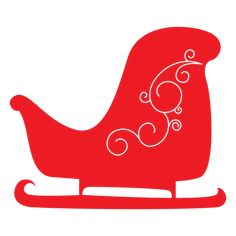 a red sleigh with swirls on it