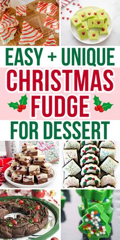 Easy homemade Christmas fudge recipes for holiday snacks, Christmas desserts, and holiday food gift ideas, with flavors like eggnog, mint, sugar cookie and chocolate, you can make these no bake treats right in the microwave in minutes. Fudge Recipes For Christmas, Easy Fudge Recipe Videos, Pina Colada Fudge Recipe, Best Christmas Fudge Recipes, Winter Fudge Recipes, Easy No Bake Fudge Recipes, Christmas Desserts Fudge, Fudge In Silicone Molds