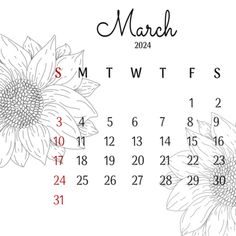 a calendar with two sunflowers on it