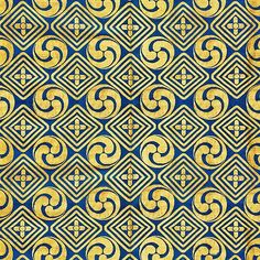 a blue and gold background with an intricate design