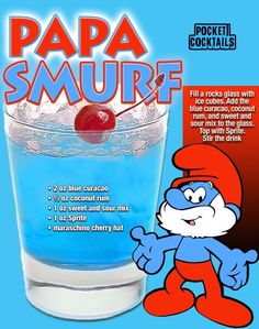 an advertisement for a drink called papa smurf