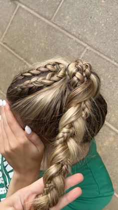 Cute Hairstyles For Sports, Hairstyle Volleyball, Hair Braided Ponytail, Hairstyles For Sports, Volleyball Hairstyle