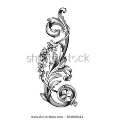 the letter b with flowers and leaves in vintage style on a white background hand drawn lettering