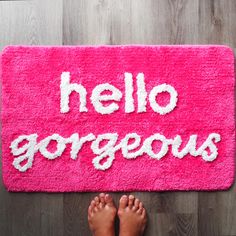 PRICES MAY VARY. ✩ Positive Memorable Gift – Why settle for an ordinary mat? Evovee is the original creator of unique colorful bath mat designs. Add some fun and positivity to your bathroom or front door with this uplifting Hello Gorgeous bath mat! The heart-warming message will bring a smile to every morning. The beautiful colors and playful design make it the perfect gift for a housewarming, anniversary, birthday or Christmas to show you care. A gift they’ll be sure to love! ✩ Premium Quality Hot Pink Bathroom, Pink Bathroom Rugs, Colorful Bath Mat, Fun Bathroom Decor, Fun Bathroom, Cute Bath Mats, Dark Magenta, Gorgeous Bathroom, Girls Bathroom