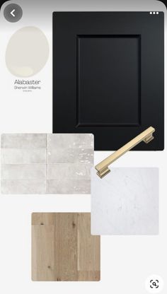 the kitchen cabinet door is shown with different colors and materials to choose from, including white tile