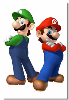 mario and luigi are standing next to each other