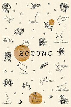 zodiac signs and their names on a white background