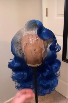 Blue And Blonde Wigs For Black Women, Blue Wig Styles For Black Women, Blue Ombre Wigs For Black Women, Custom Color Wigs On Dark Skin, Lace Wigs Styles, Creative Hair Color, Human Virgin Hair, Hair Techniques, Dyed Hair Inspiration