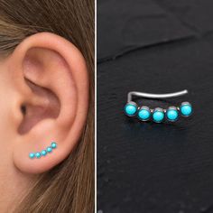 Adjustable Blue Cartilage Earrings, Ear Pins Earrings, Ear Climber Earrings, Crawler Earrings, Fantasy Earrings, Ear Pin, Ear Cuff Earrings, Ear Crawler, Nose Earrings