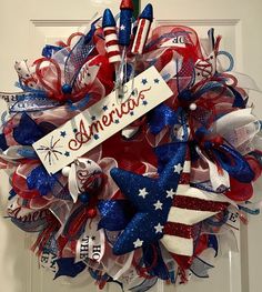 a patriotic wreath with the words america on it