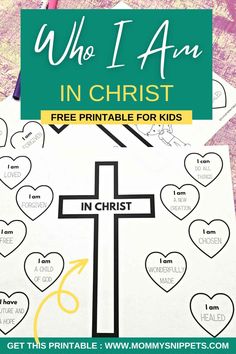 a cross with the words, who i am in christ and free printable for kids