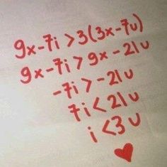 the numbers are written in red ink on a sheet of paper that has hearts drawn on it