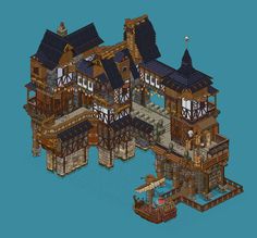 Villa Minecraft, Habbo Hotel, Minecraft House Plans, Minecraft Castle, Minecraft Medieval, Minecraft City, Minecraft Plans, Minecraft Construction, Minecraft Inspo