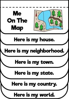 a printable bookmark with the words me on the map, here is my neighborhood