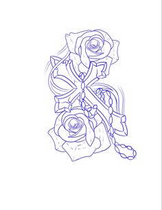 a drawing of some roses on a white background