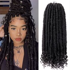 PRICES MAY VARY. 💕【Goddess Locs Hair Material】: 100% Handmade by professional braid stylists. no frizz, no chemicals, shedding free, tangle free, curly crochet hair extension for black women. 💕【Size & Color】:20 inches long,1B,70g/pack, 20 Roots/pack, 6 packs/lot, Normal this is enough hair to complete you install. 💕【Goddess Locs Crochet Hair Advantages】: Made with 100% high quality low temperature hot water setting synthetic fiber, super soft and silky, itch free, shedding free, no chemicals, Straight Faux Locs, Faux Locs Goddess, Curly Faux Locs Crochet, Goddess Locs Crochet, Curly Faux Locs, Faux Loc, Faux Locs Crochet, Curly Crochet Hair Styles, Locs Crochet